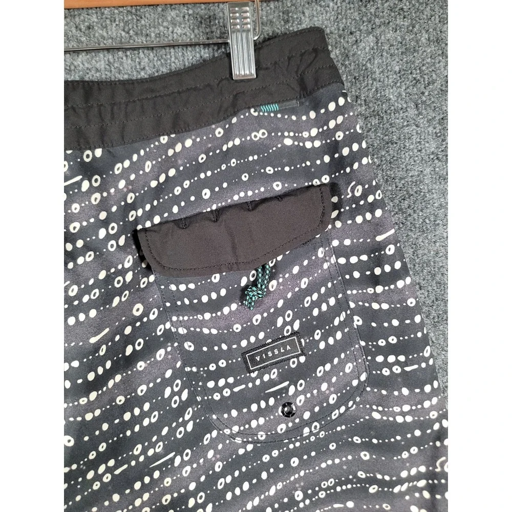 Vissla Board Shorts Mens 32 Black Upcycle Coconut Surf Swim Trunks 9